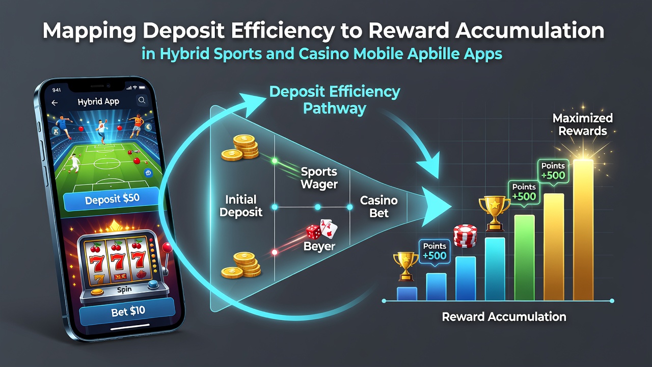 Mobile app interface showing deposit options and reward progress bars in a hybrid sports and casino platform