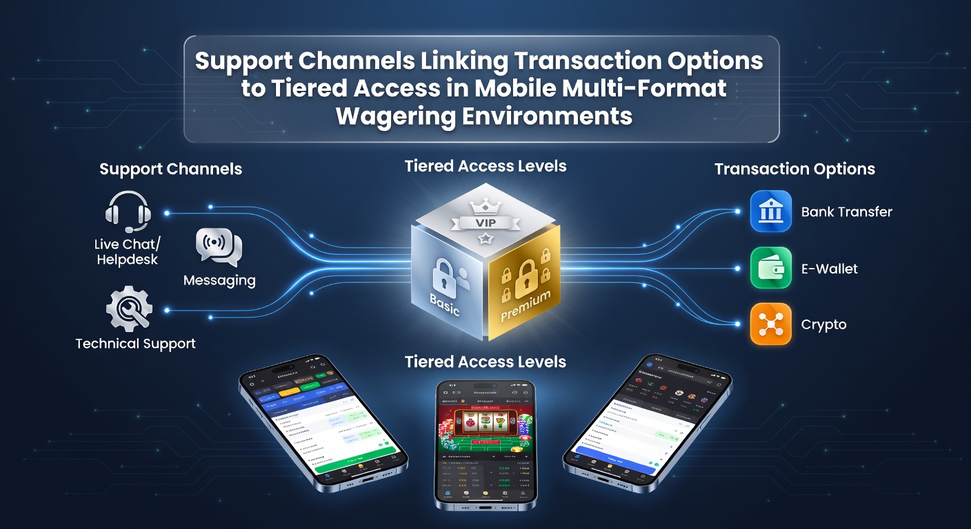 Mobile wagering app interface showing payment options linked to loyalty tiers and support chat integration